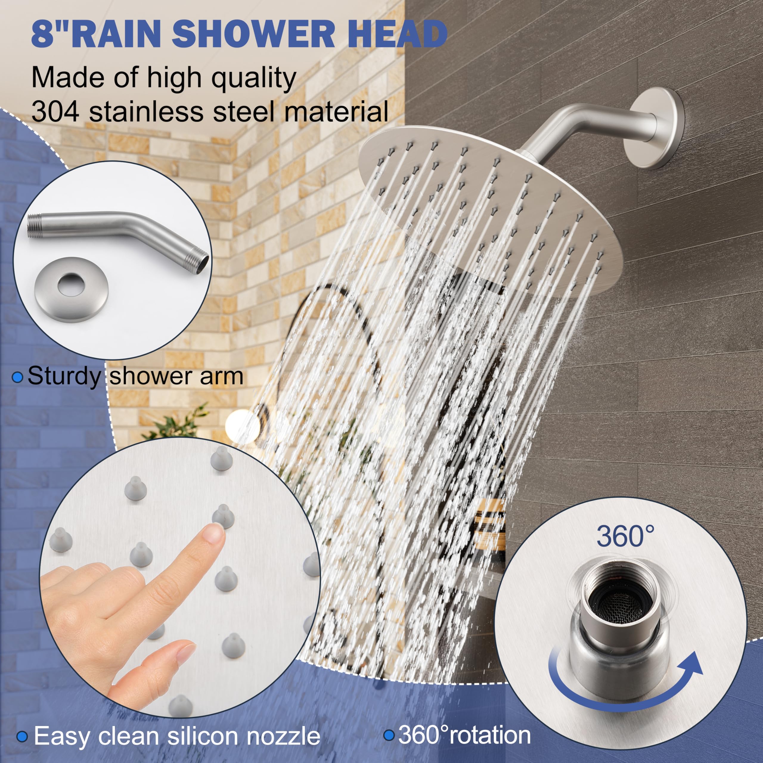HoliSpa brushed nickel shower trim kit with a cohesive modern finish
