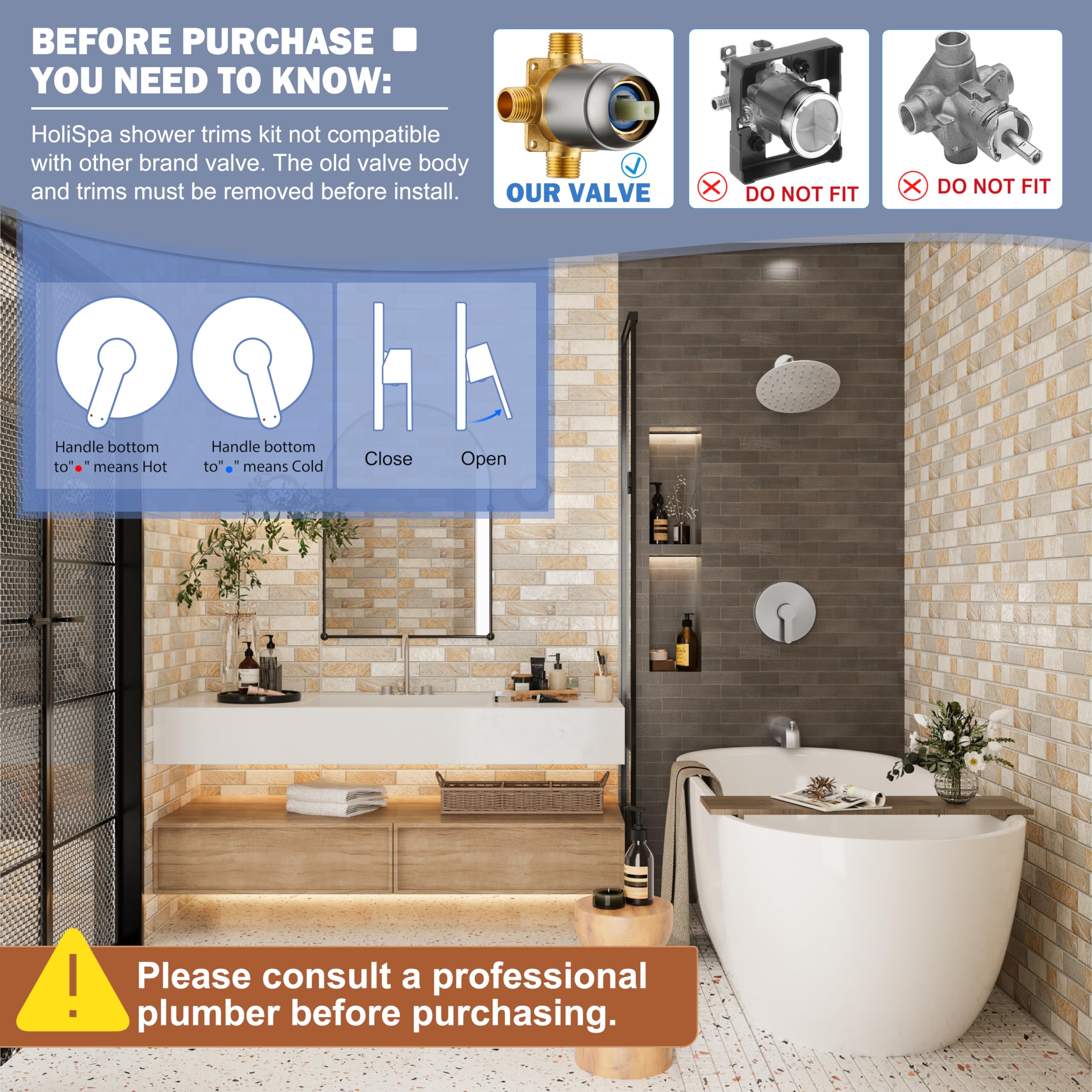 HoliSpa brushed nickel tub spout for a smooth tub fill
