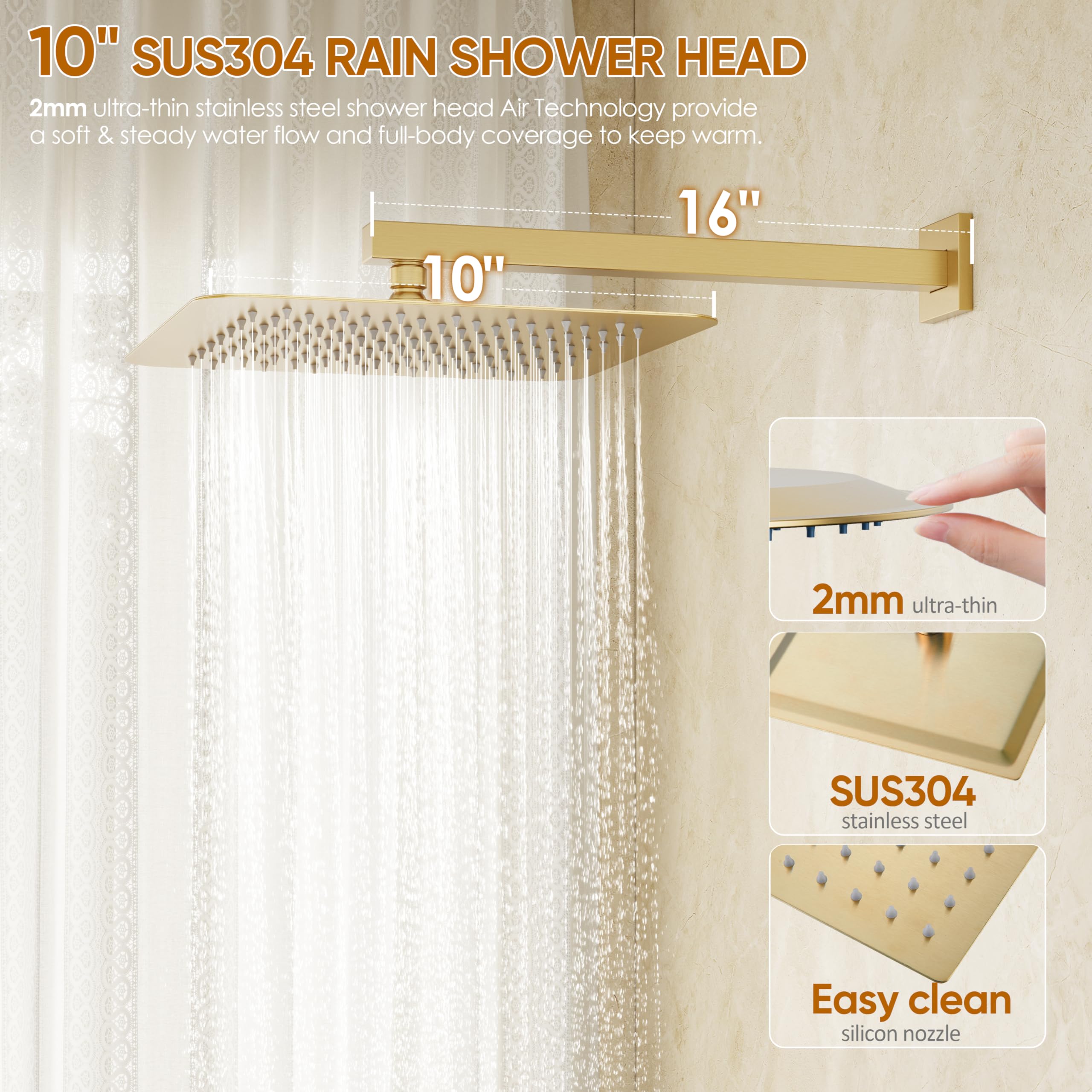 HoliSpa Gold brushed finish adds durability and a premium look.