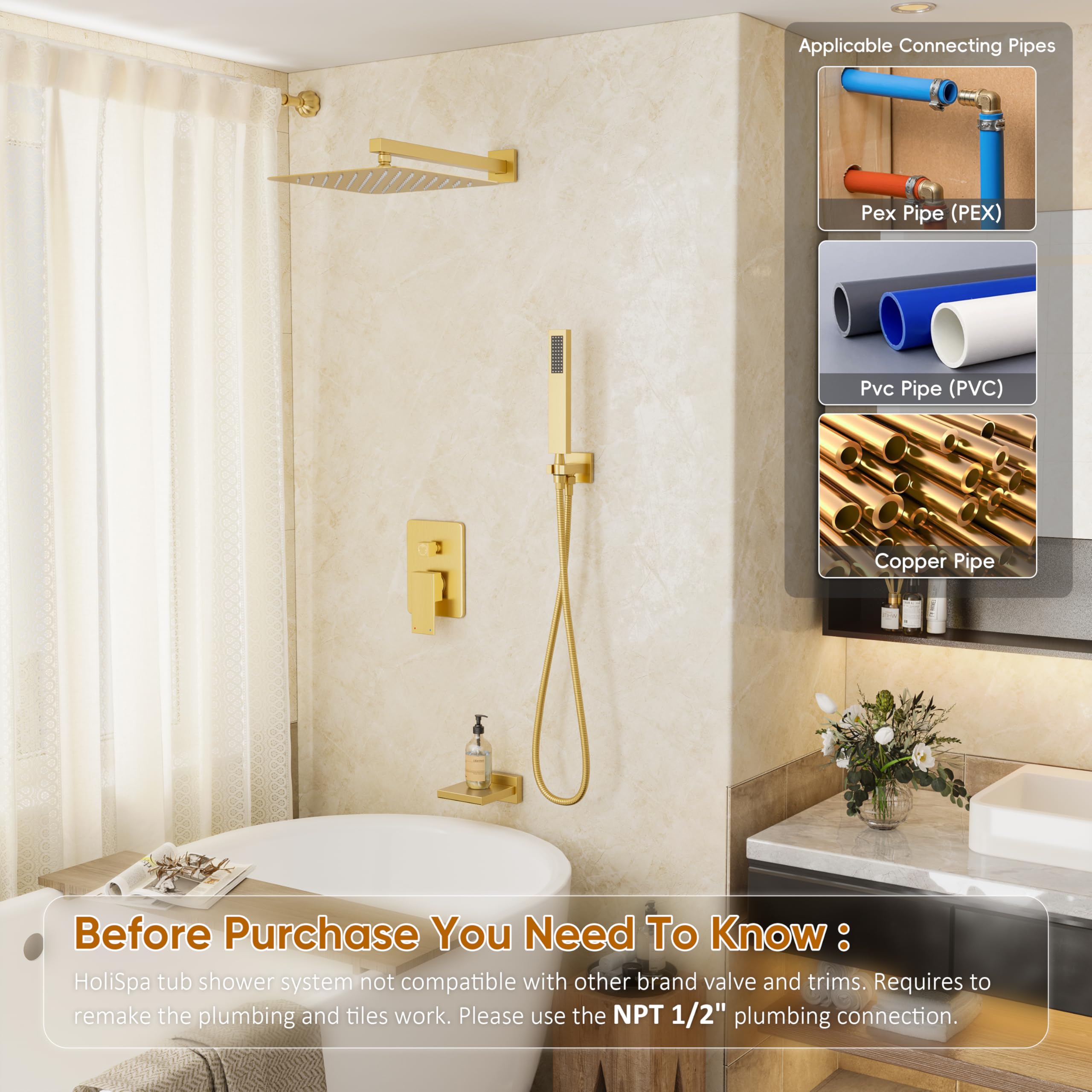 HoliSpa Gold handheld spray enables targeted rinsing and easy cleanup.