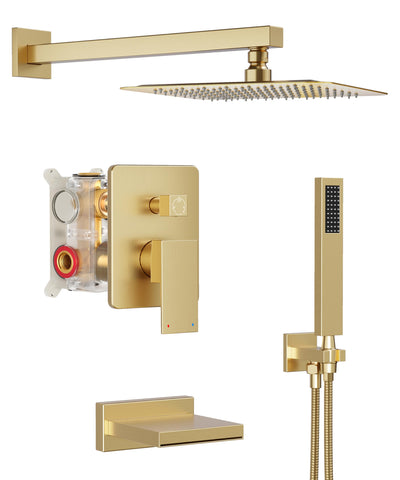 HoliSpa Gold rain shower head provides broad coverage for a spa-like shower.