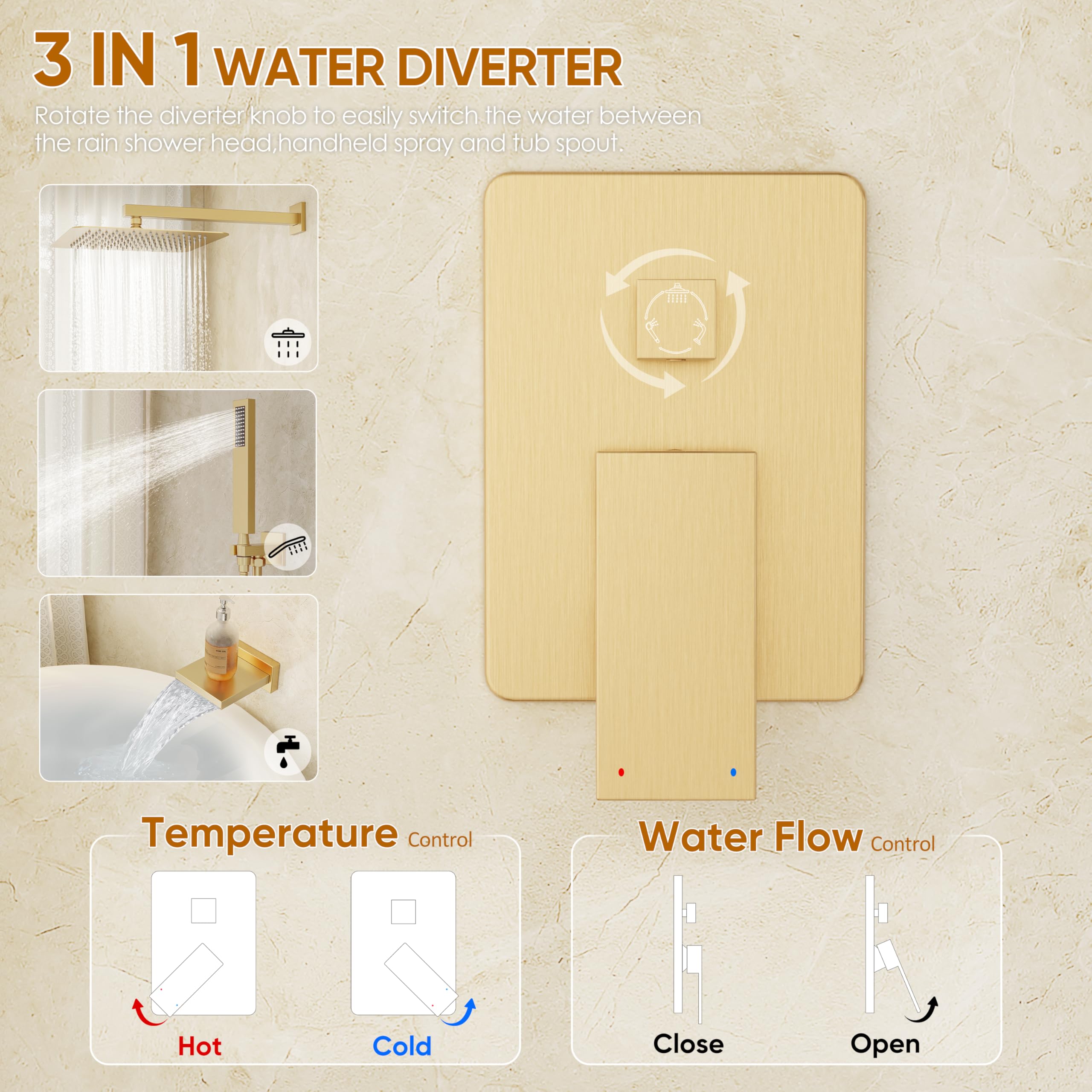 HoliSpa Gold shower holder keeps spray within easy reach.