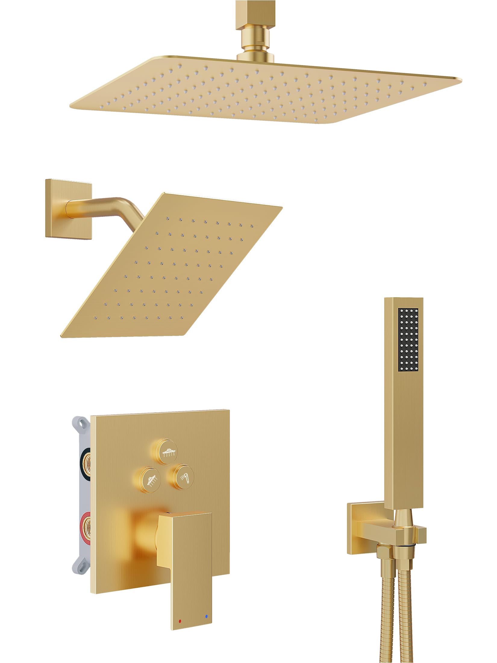 HoliSpa Gold Shower System ceiling head 10-inch delivers wide coverage for a spa-like shower.