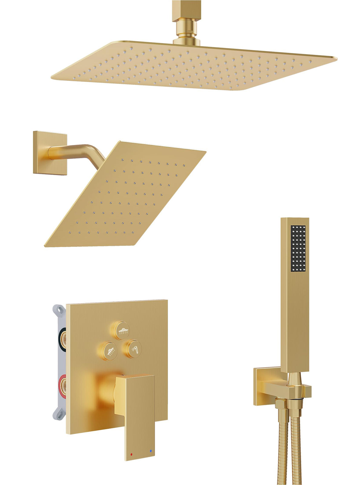 HoliSpa Gold Shower System ceiling head 10-inch delivers wide coverage for a spa-like shower.