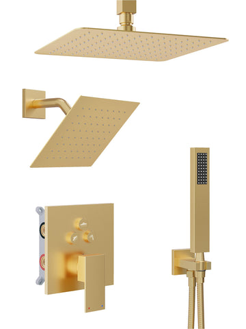 HoliSpa Gold Shower System ceiling head 10-inch delivers wide coverage for a spa-like shower.