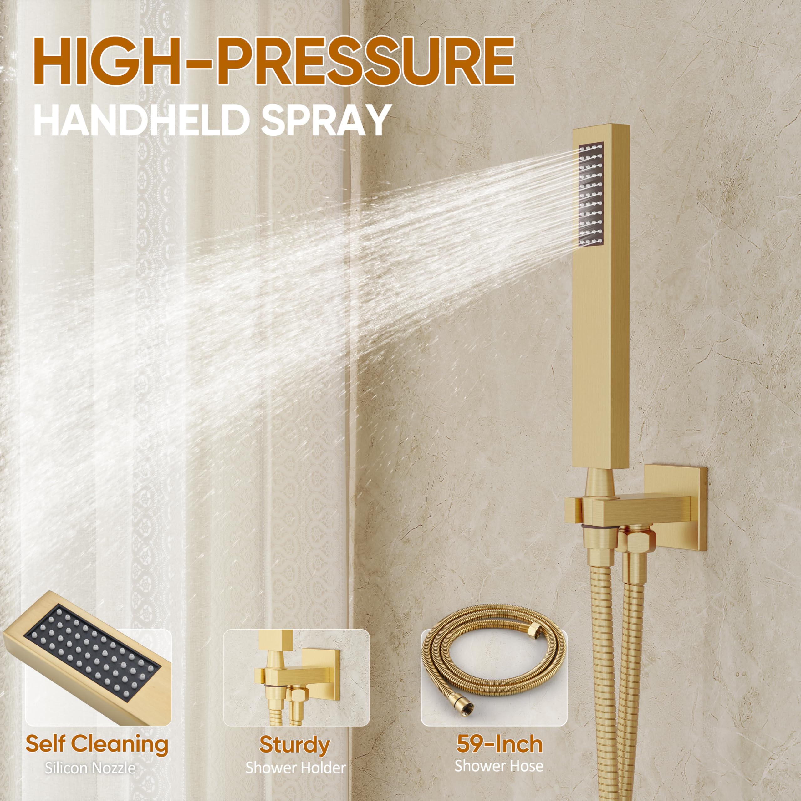 HoliSpa Gold tub spout 5.1-inch wide for fast tub fills.