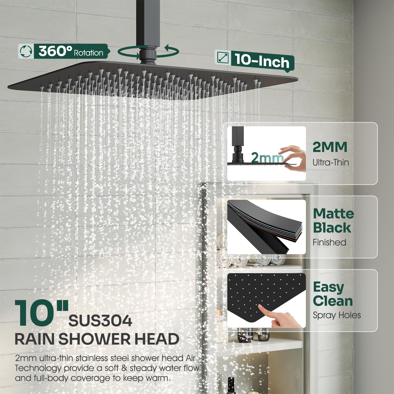 HoliSpa handheld shower head for flexible rinsing