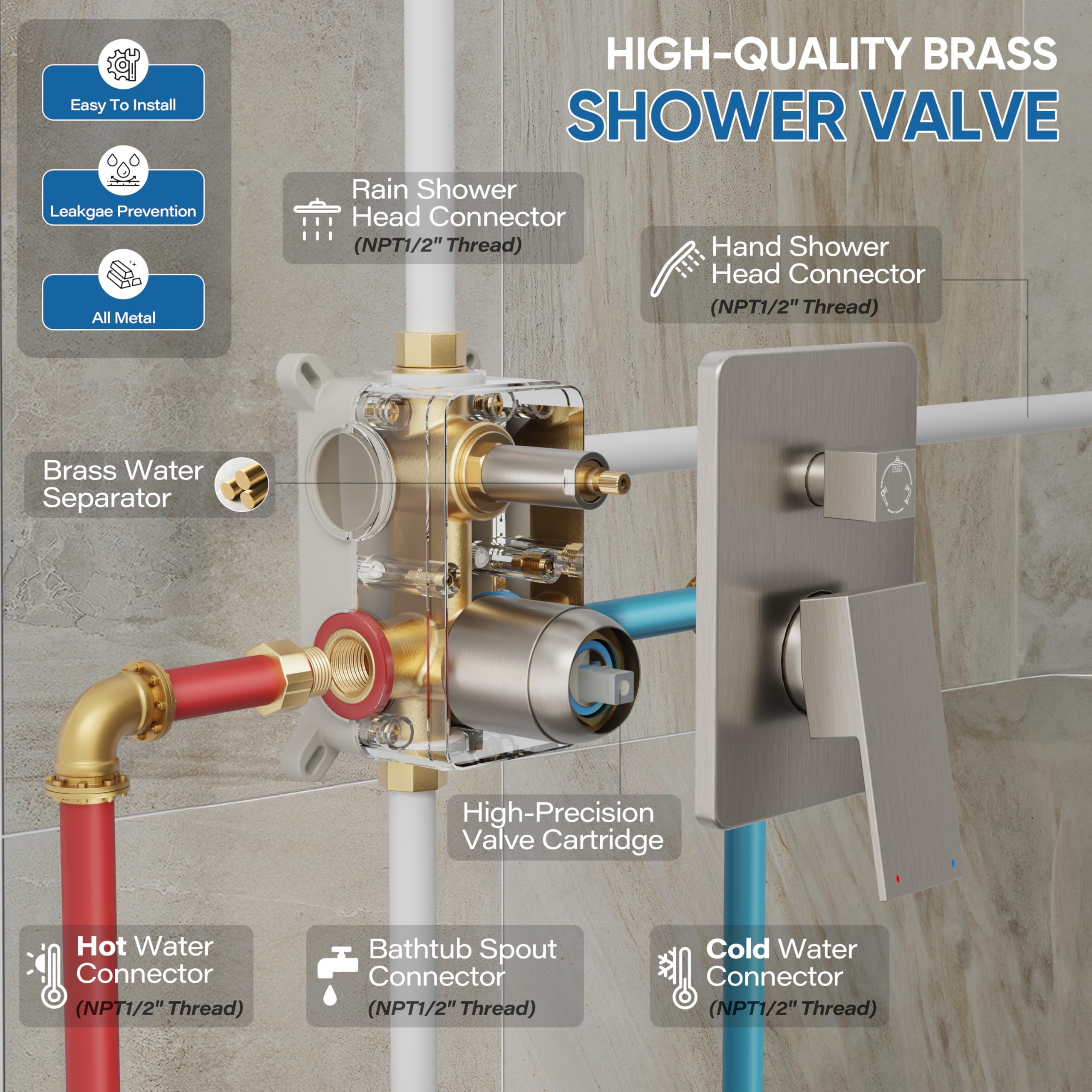 HoliSpa 16-inch shower arm extends reach for comfortable overhead spray.