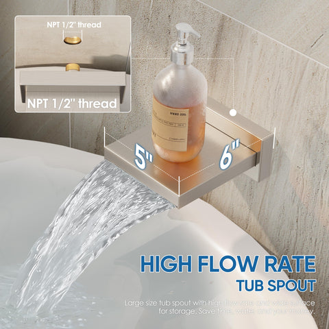 HoliSpa 6-inch tub spout delivers efficient, steady tub filling.