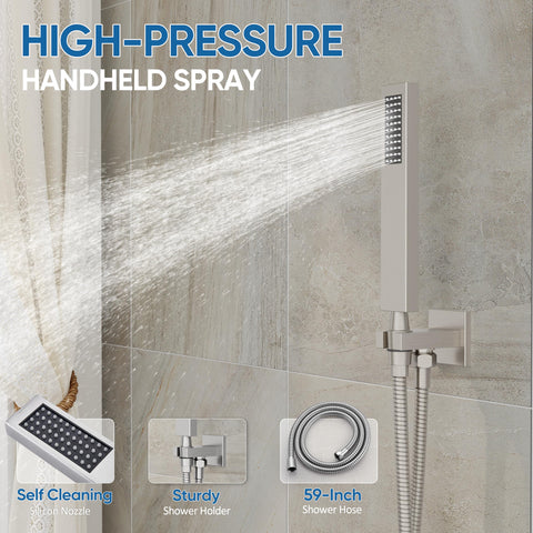 HoliSpa brushed nickel finish resists wear in humid bathrooms.