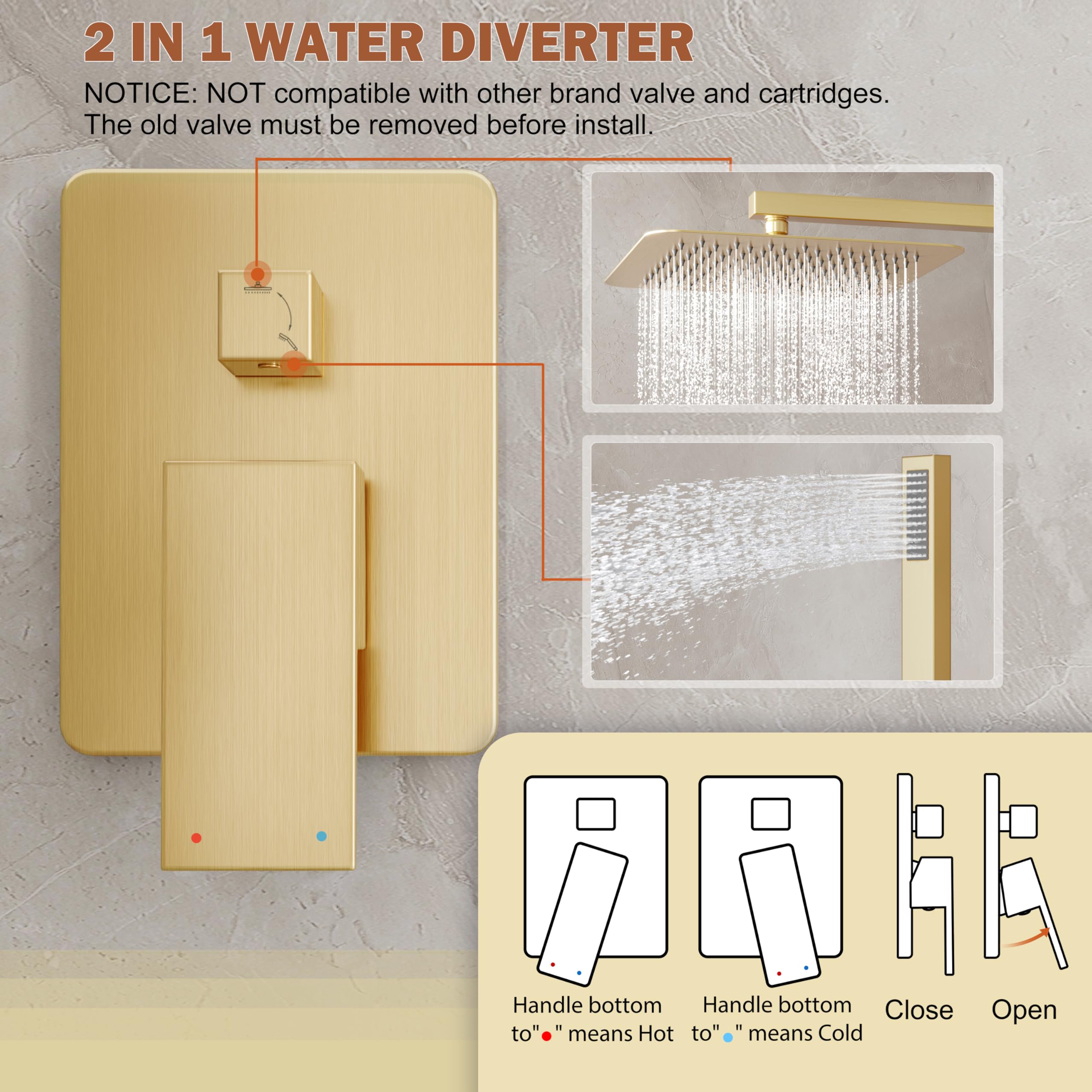 HoliSpa brass valve body with stainless steel resists daily wear and corrosion.