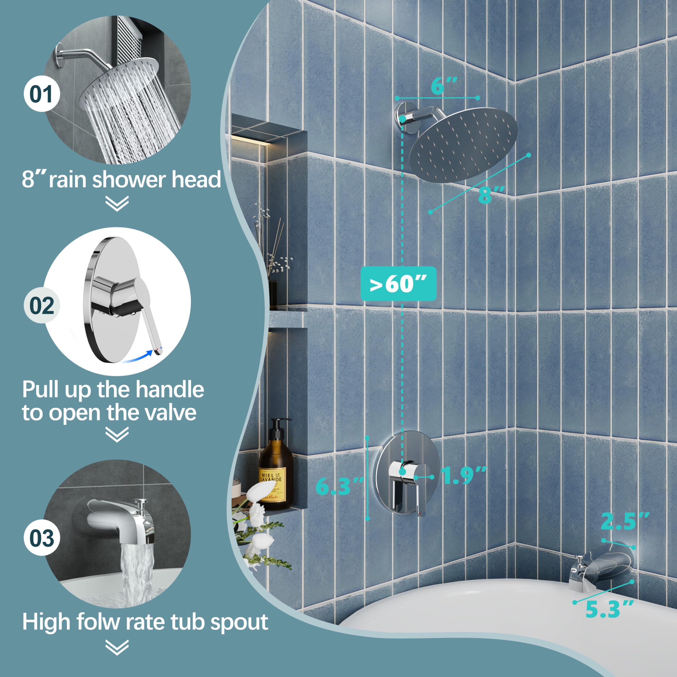 HoliSpa single-handle control for precise temperature and flow.