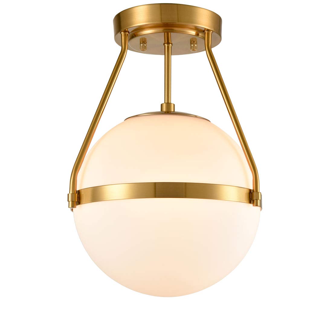 HOLKIRT globe semi-flush light with brass finish enhances living room ambiance
