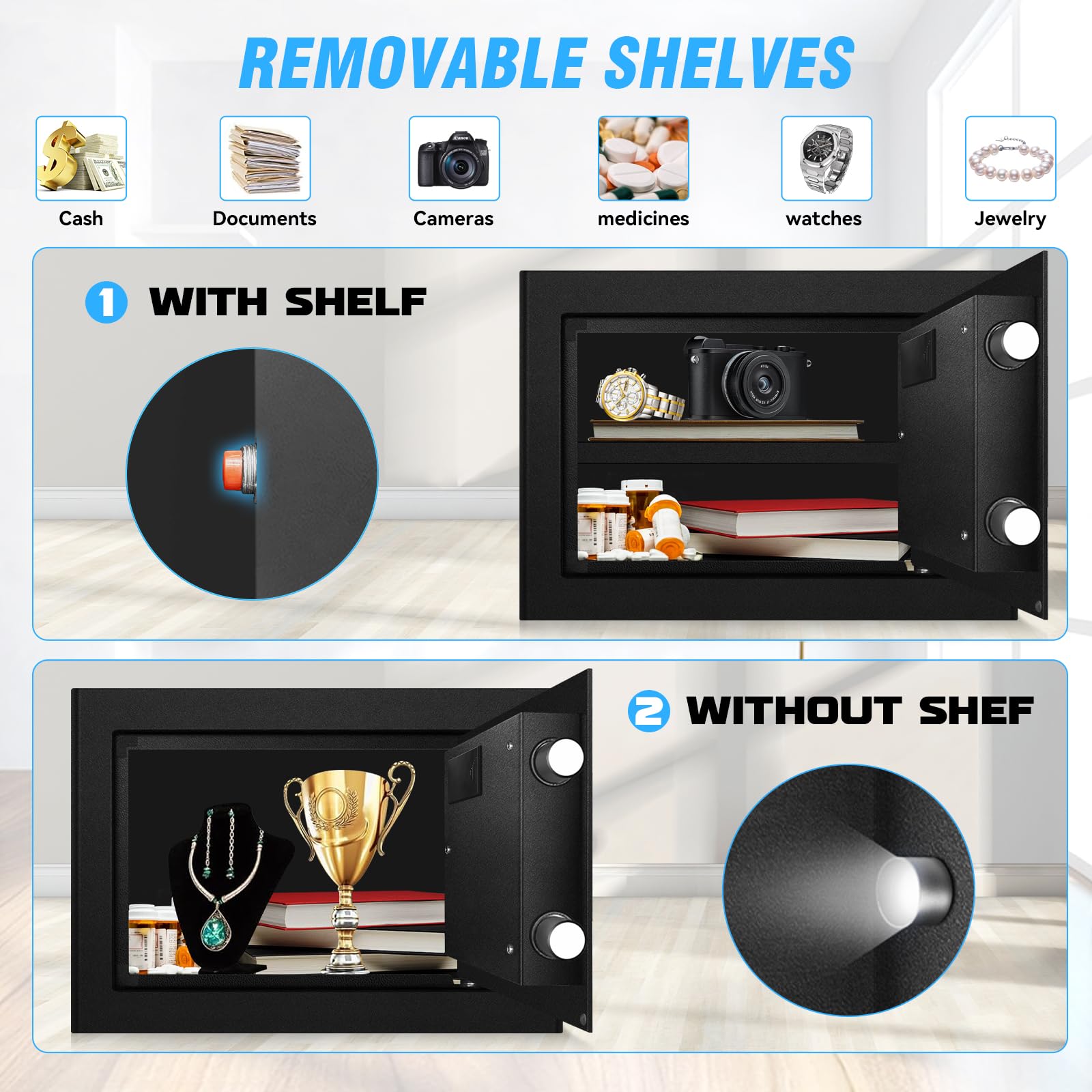 HOLOJOY safe box anti-theft alarm deters unauthorized attempts.