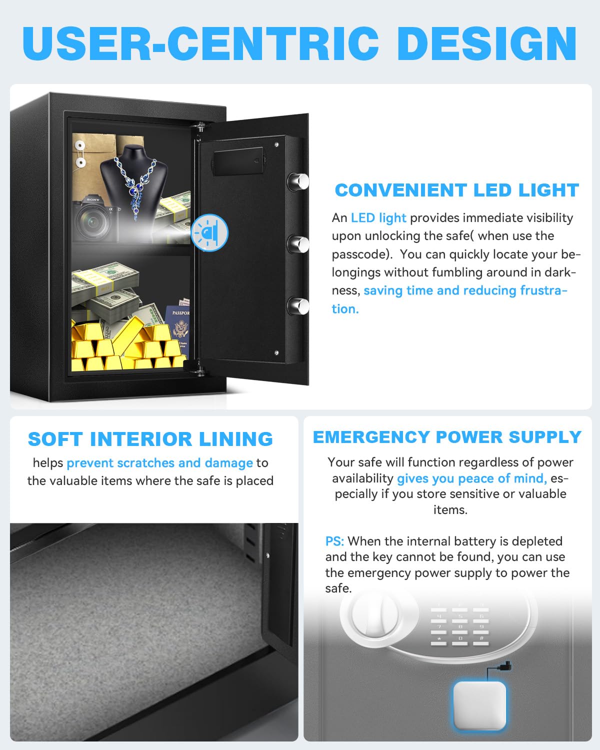 HOLOJOY emergency battery backup keeps the keypad powered during outages