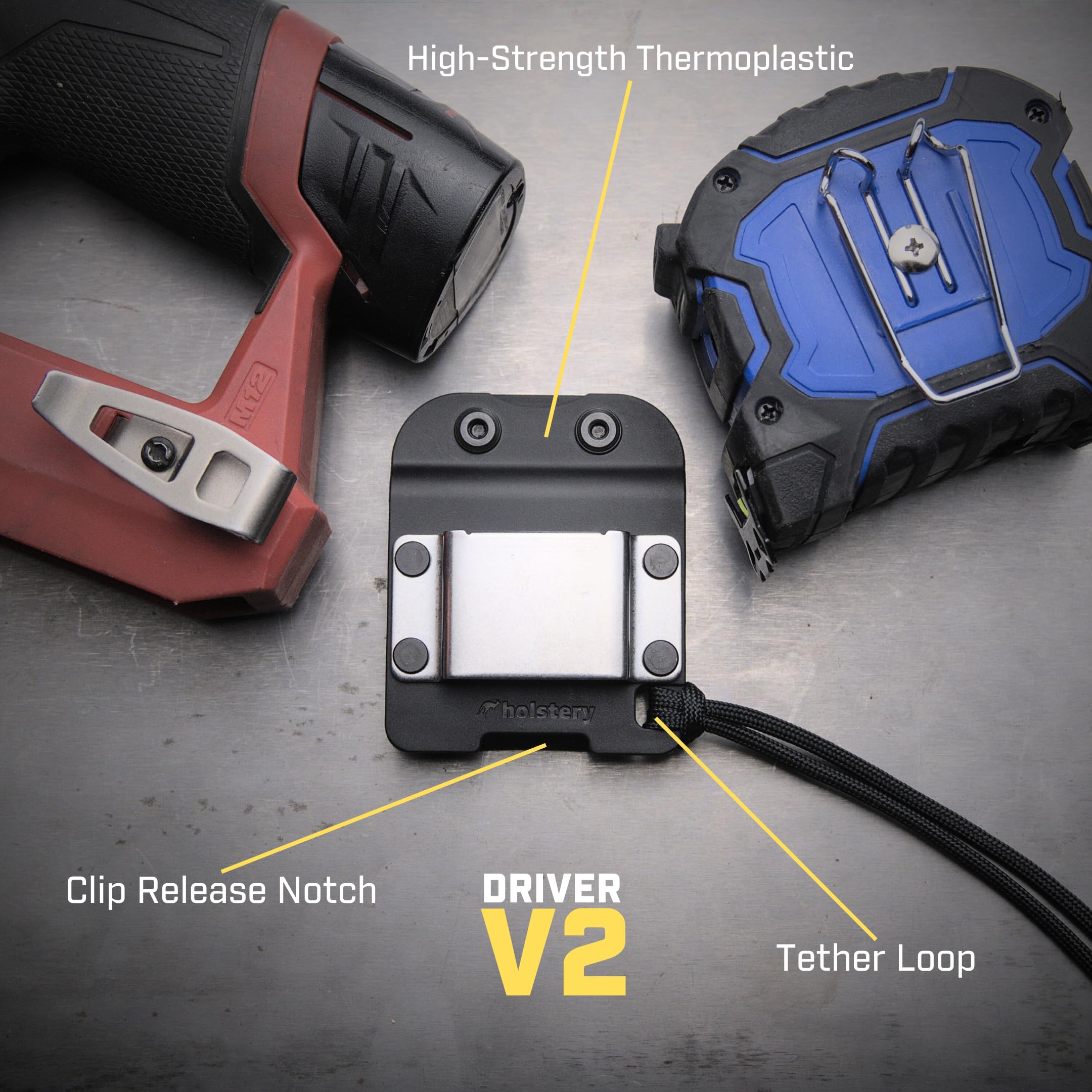 Holstery DriverMaster compatible with impact drivers for hands-free setup