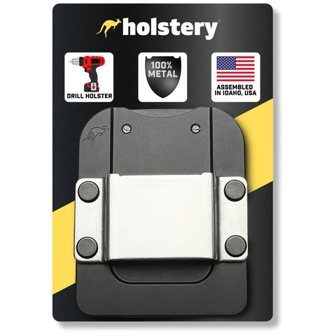 Holstery DriverMaster PRO belt-clip-on keeps drill secure on the move.