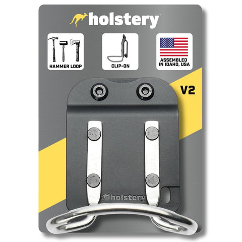 Holstery HammerMaster belt clip secures a tool at the waist for quick access