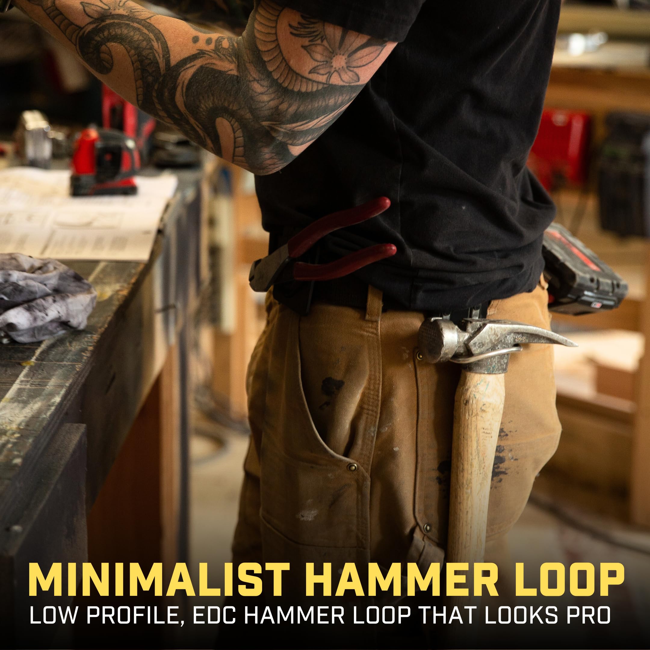 Holstery HammerMaster clip-on attachment attaches to belts quickly and easily