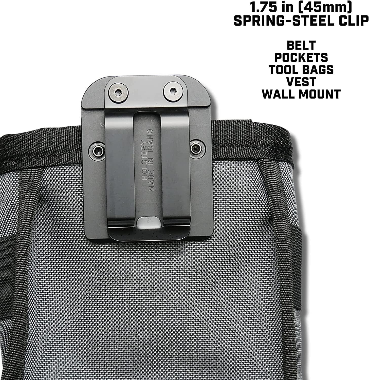 Wide-opening Holstery Joey Pouch Pro for easy nail and screw access.
