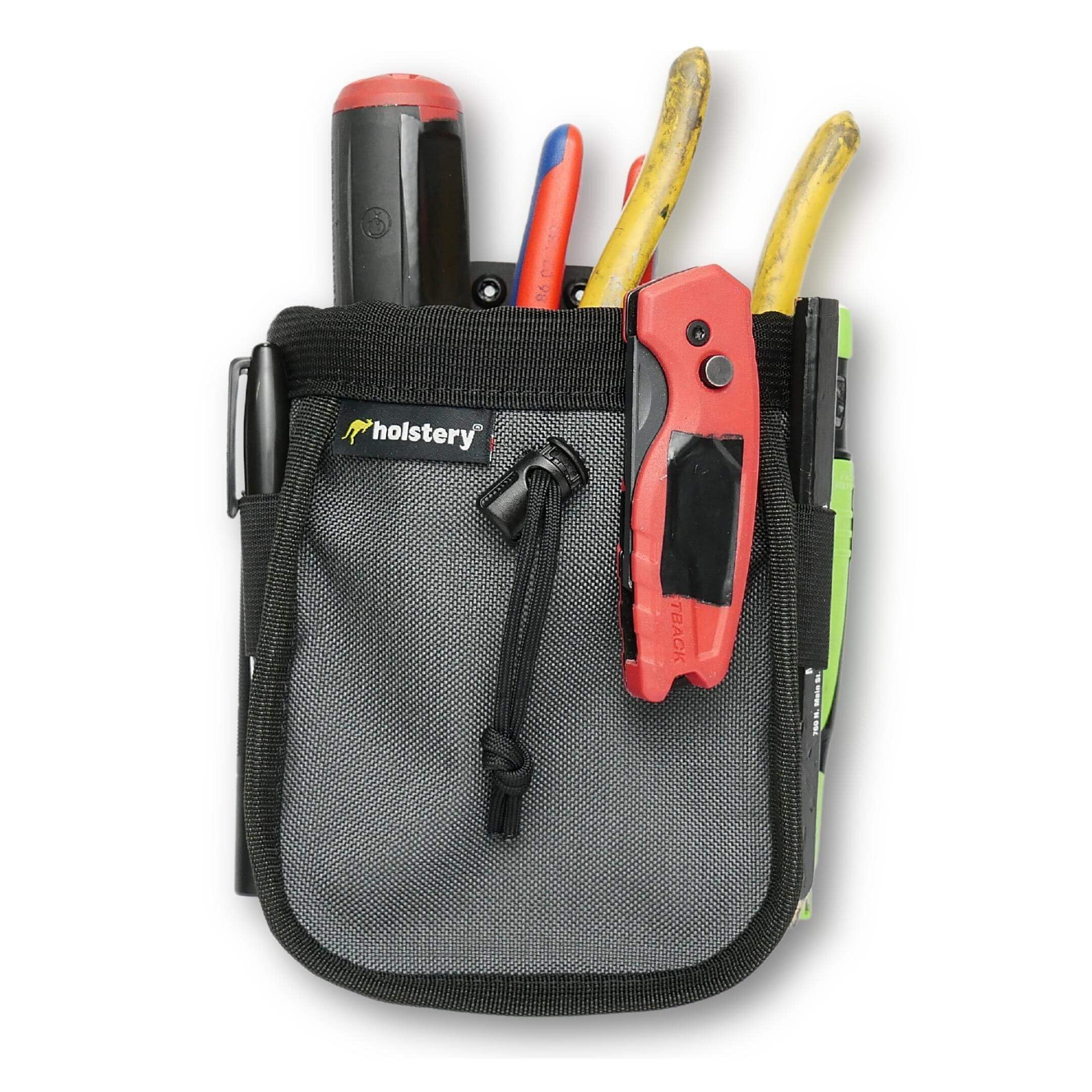 Holstery Joey Pouch V2 clip-on belt keeps essential tools within easy reach.
