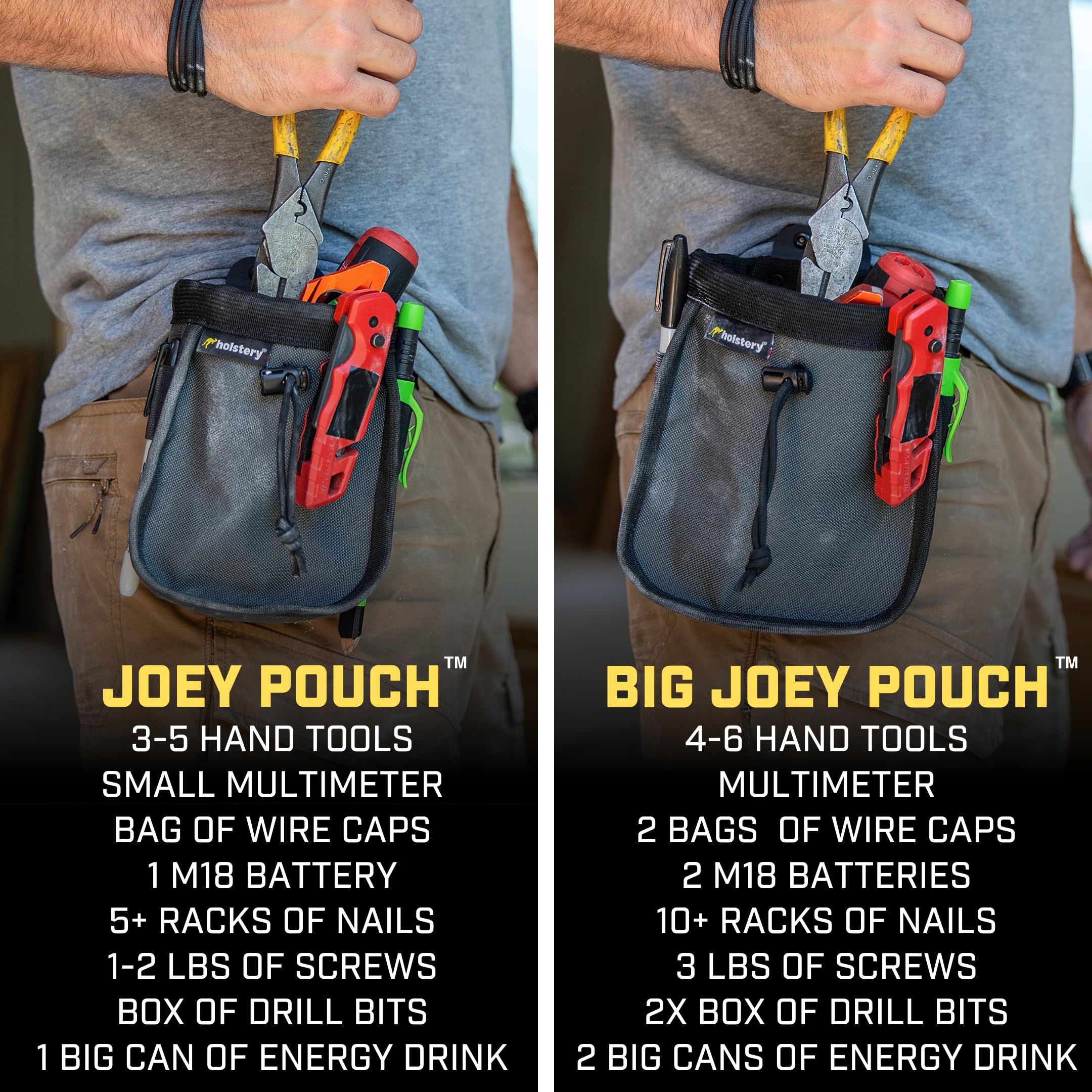 Holstery Joey Pouch V2 cinched top keeps hardware secure when not in use.