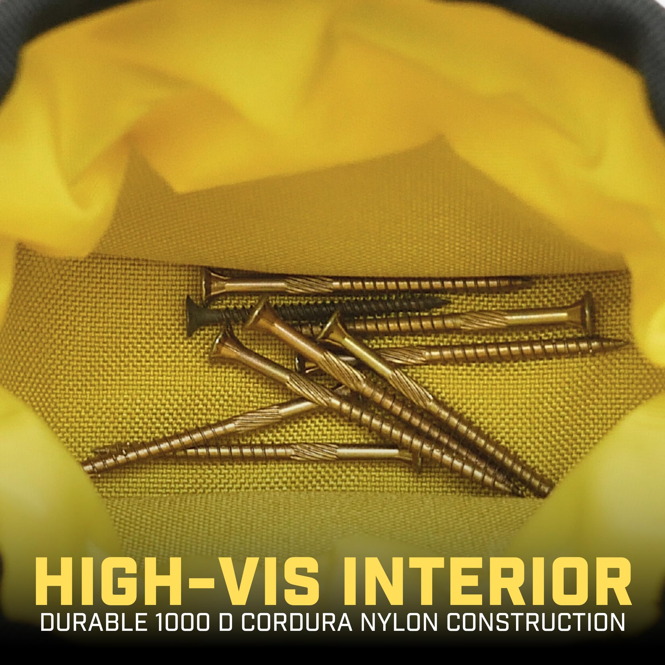 Holstery Joey Pouch V2 reinforced rim protects nails, screws, and small hardware.