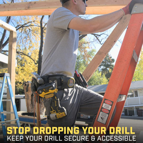 Holstery PinPal Pro clip-on belt holster enables fast tool swaps.