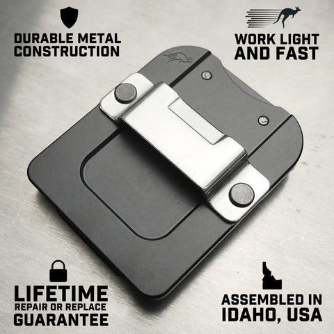 Holstery TapeMaster PRO one-hand access for measuring on ladders.