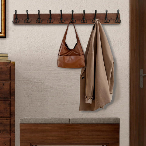 Homagic rack with ten aluminum triple hooks for coats and bags