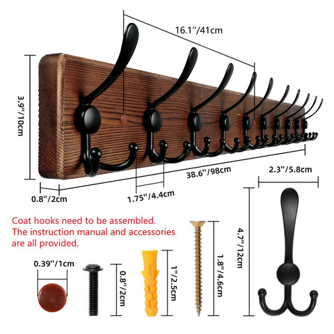 Homagic coat rack shows 38.6-inch length and ample hanging space