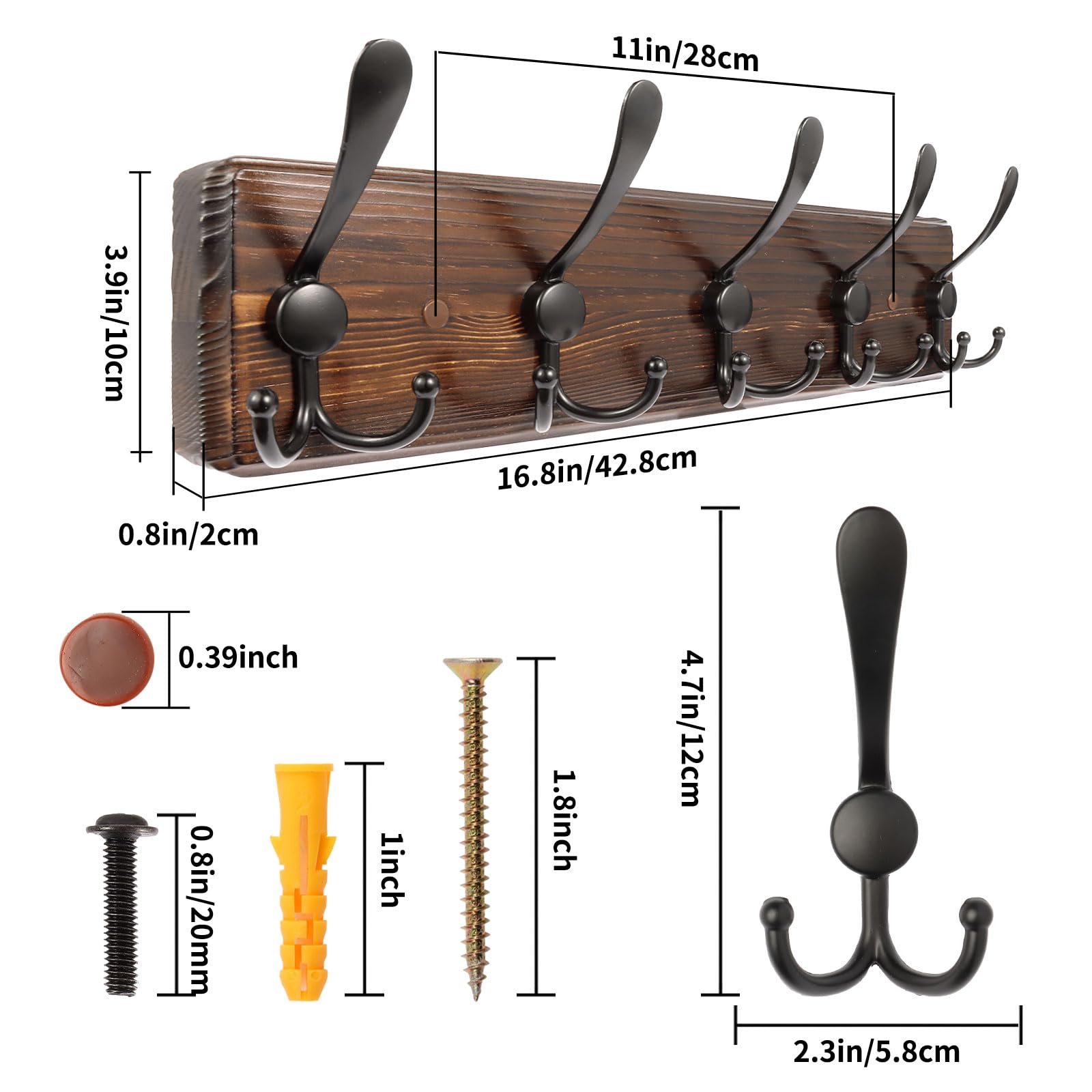 Homagic simple-assembly wall-mount coat rack shown ready to install