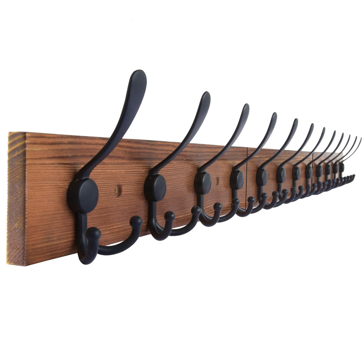 Homagic wall mount coat rack in burnt brown with 12 sturdy hooks for coats and bags
