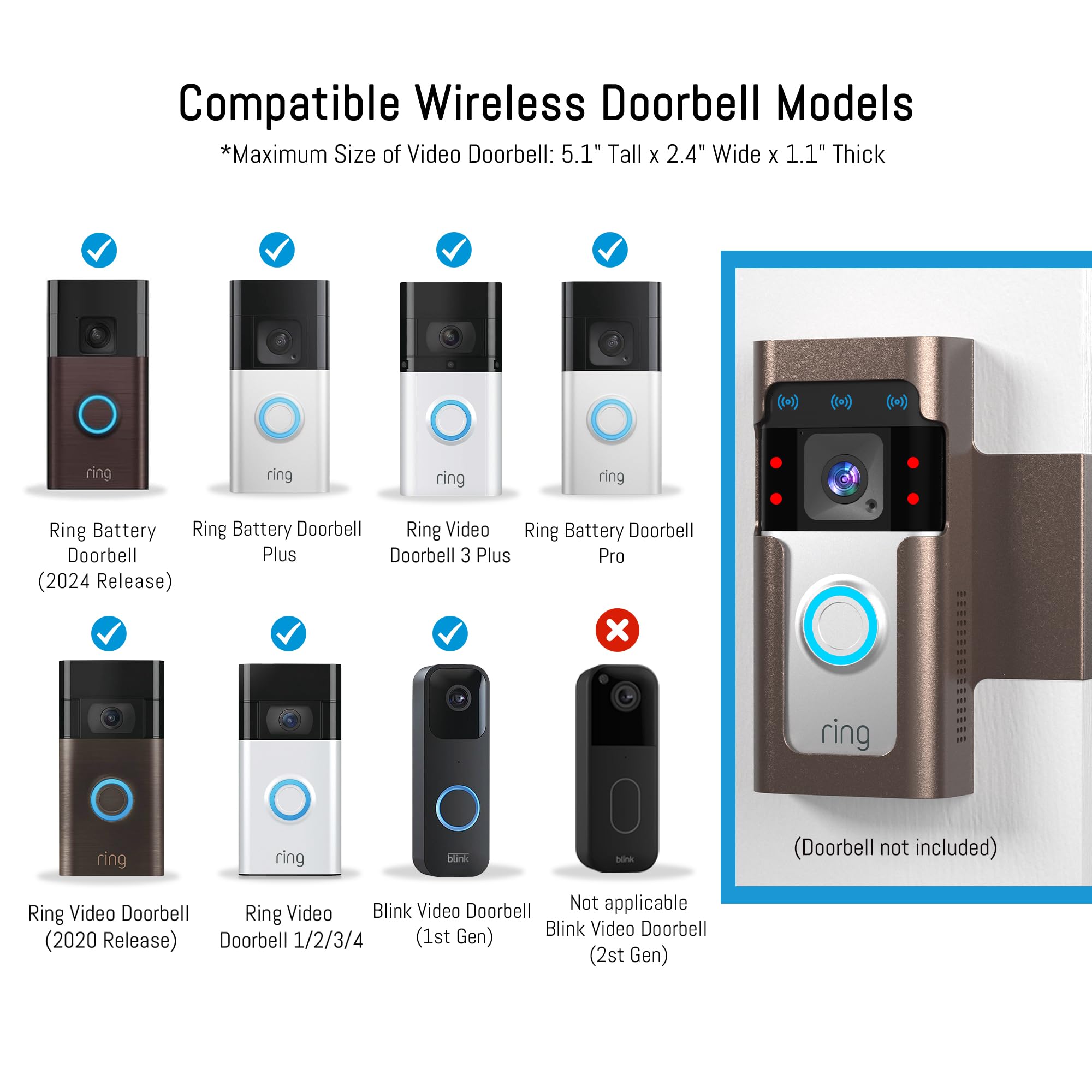 Homalor ring doorbell mount demonstrating no-drill install ideal for rentals