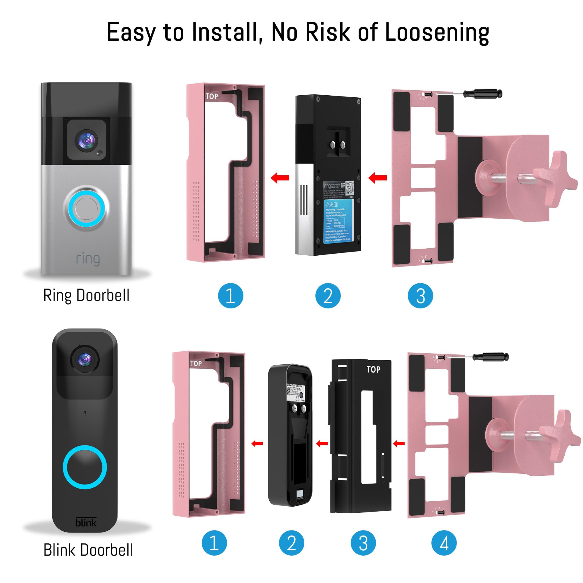 Homalor Ring Doorbell Mount pink compatible with Ring 2024 models.