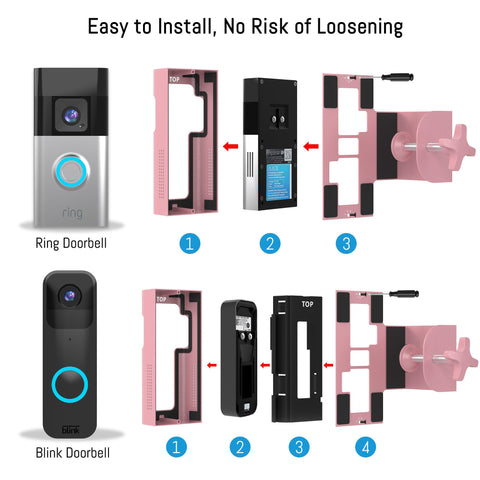 Homalor Ring Doorbell Mount pink compatible with Ring 2024 models.