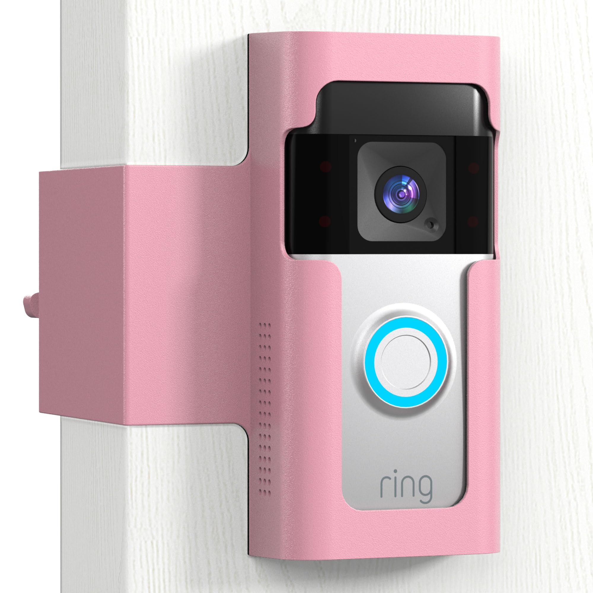 Homalor Ring Doorbell Mount pink front view showing secure all-metal design.