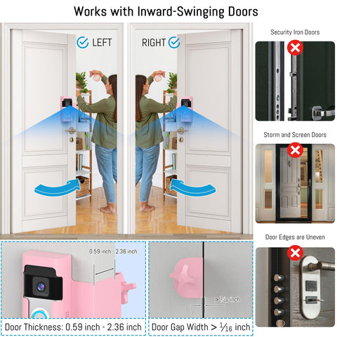 Homalor Ring Doorbell Mount pink no-drill installation for easy setup.