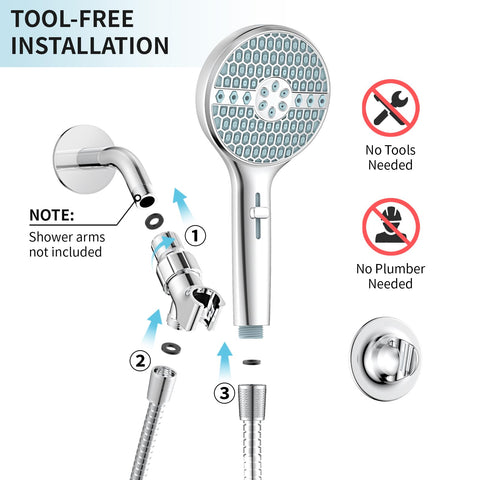 Homaqua chrome-finish handheld shower head for a sleek bathroom look.