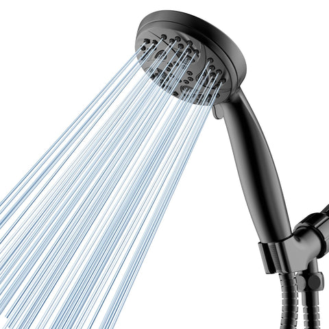Homaqua hand-held shower head in matte black for versatile rinsing and comfort.