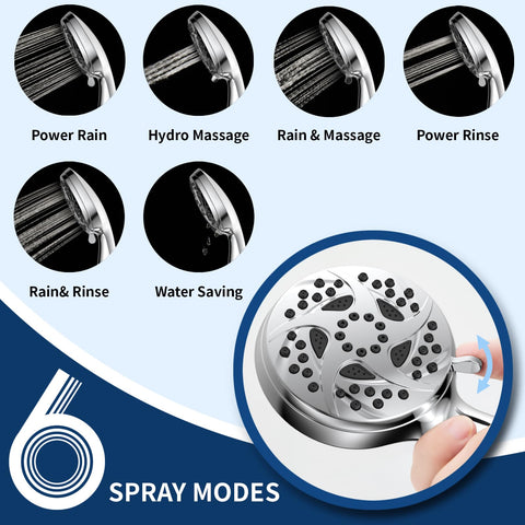 Homaqua six-spray mode showerhead offering customizable massage or rinse options
