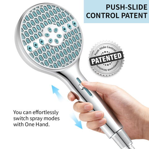 Homaqua slide-control spray patterns for easy one-thumb switching.