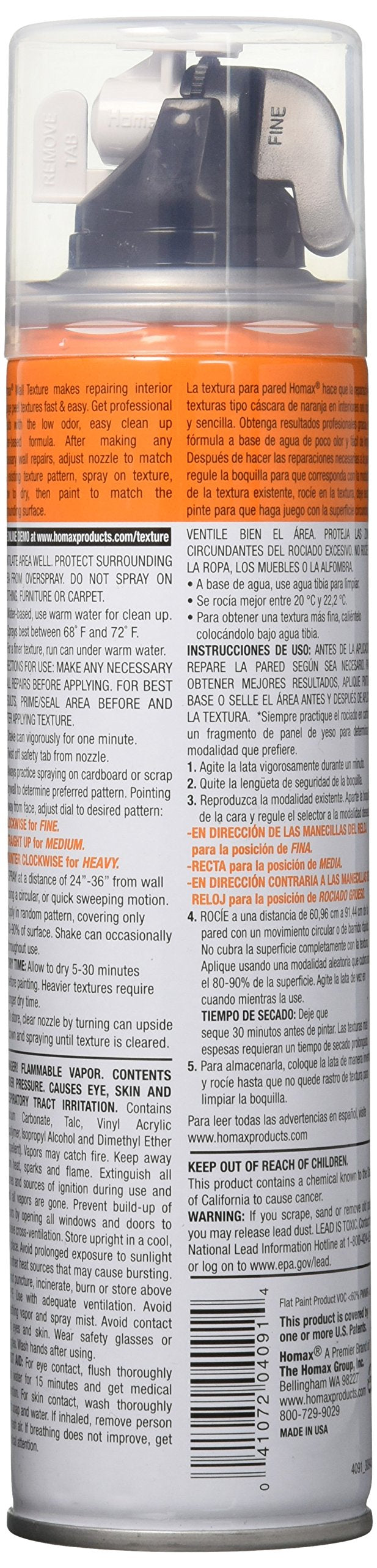 Homax 4091 orange peel spray texture in action, adjustable from fine to heavy.