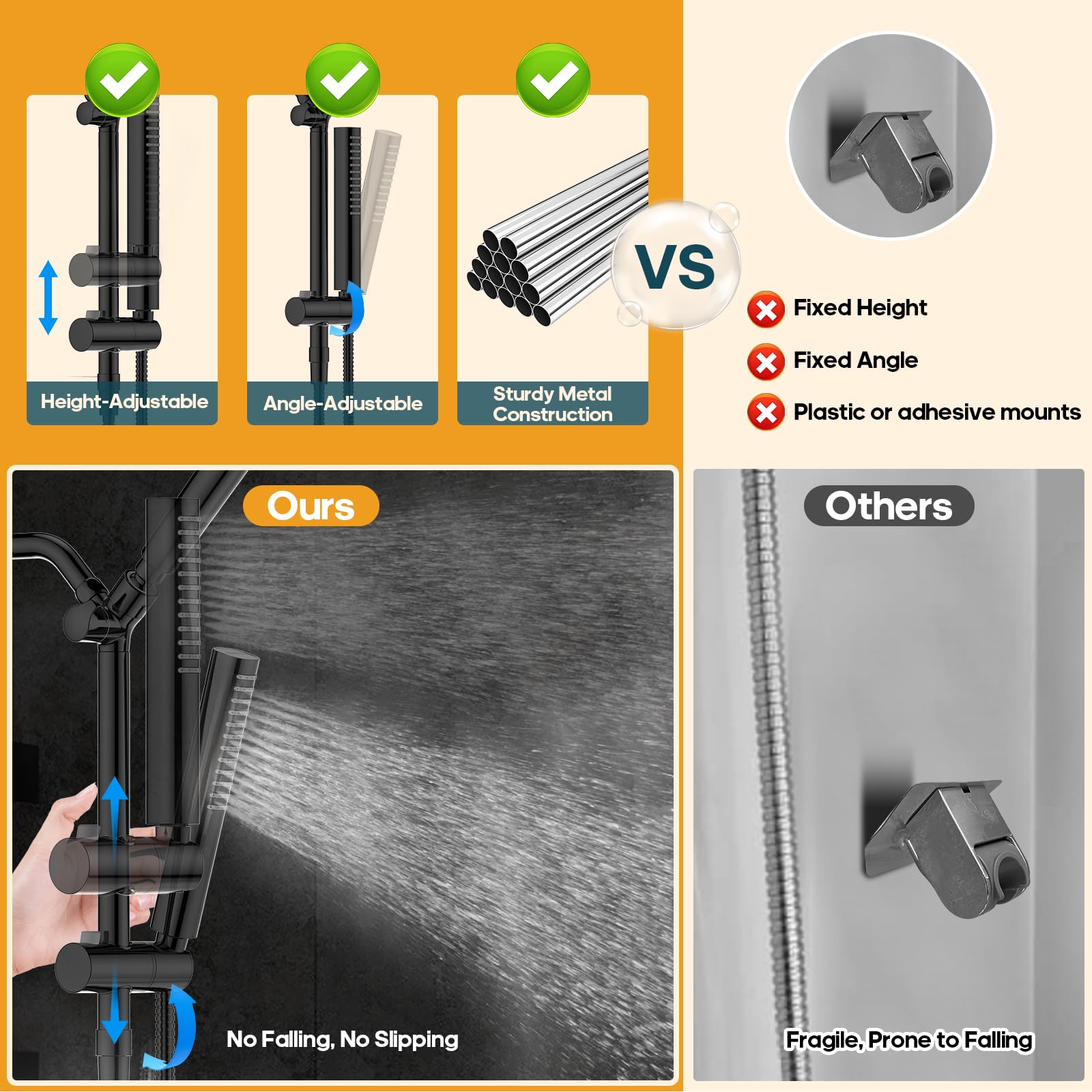 Hombeter easy-installation shower setup fits standard arms