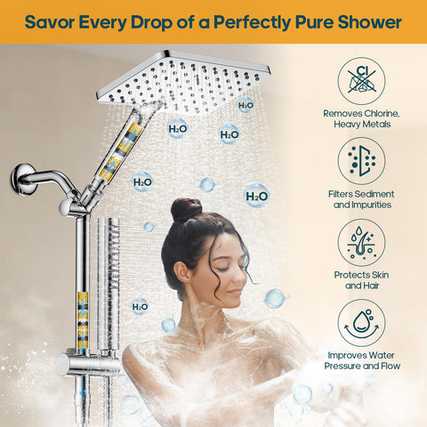 Hombeter filtered shower head with handheld mode for targeted rinsing and cleaning
