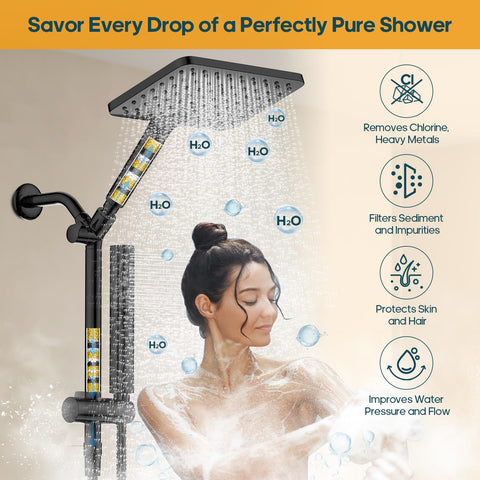 Hombeter filtered shower head with handheld mode for targeted rinsing
