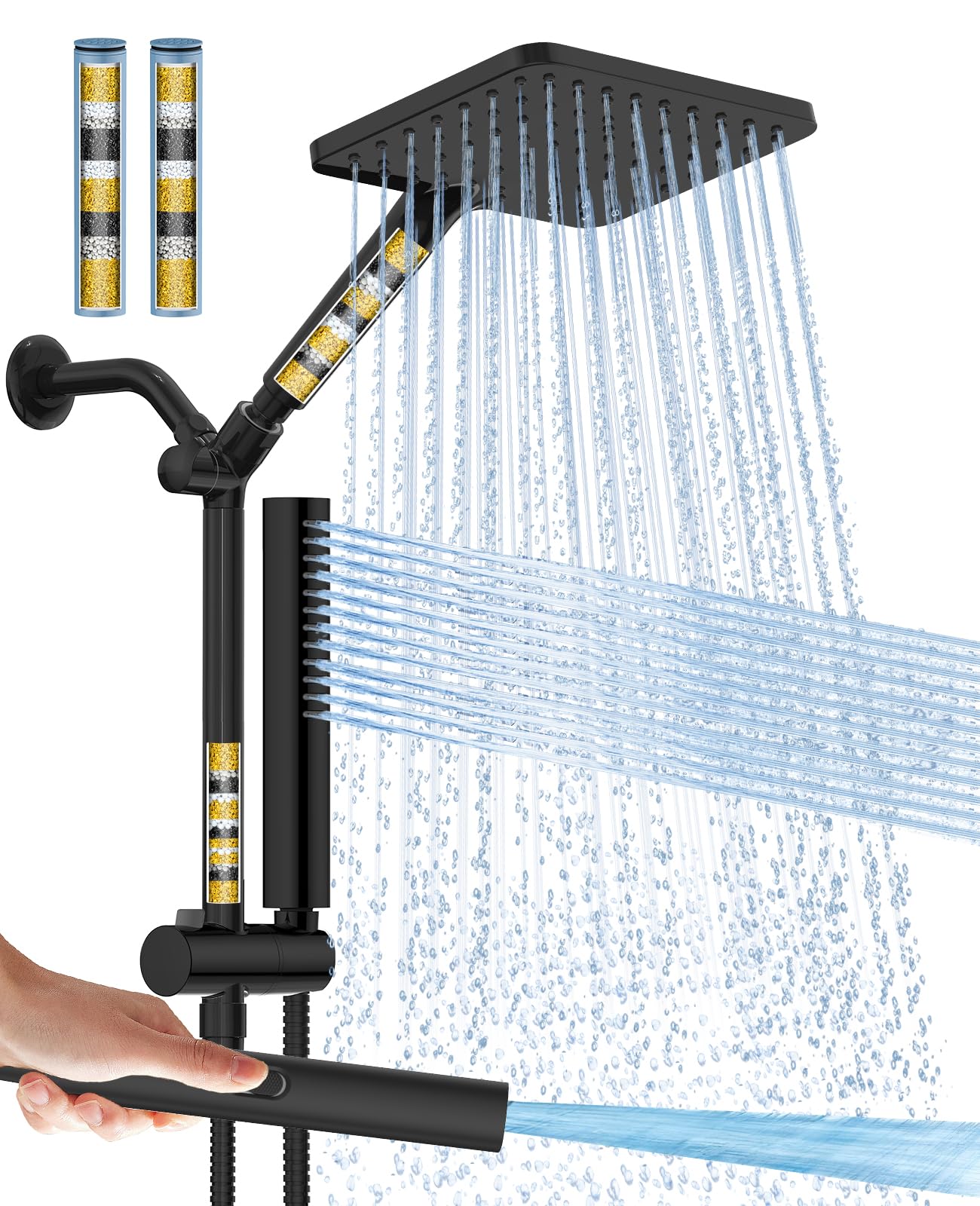 Hombeter filtered shower head in rain mode for softer skin and hair