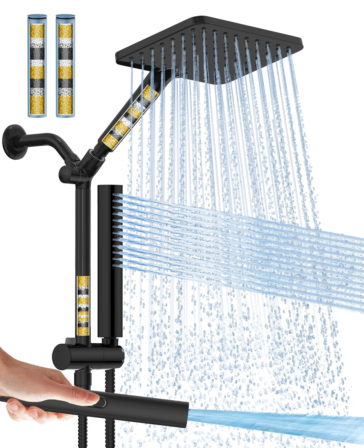 Hombeter filtered shower head in rain mode for softer skin and hair