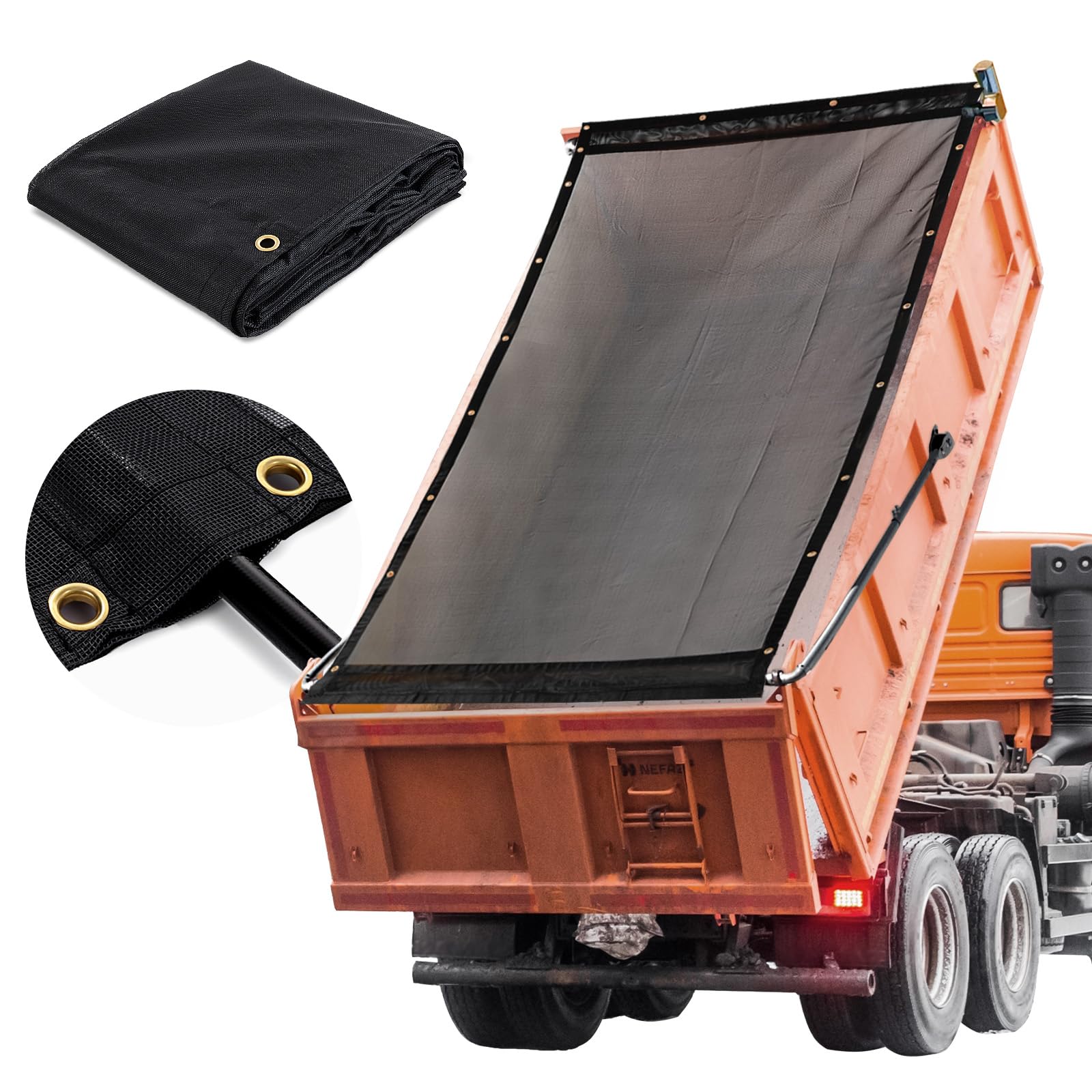 HOMBYS dump trailer tarp with front pocket enhances cargo security during transport.