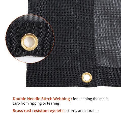 HOMBYS UV-resistant mesh tarp blocks sun while ventilating.